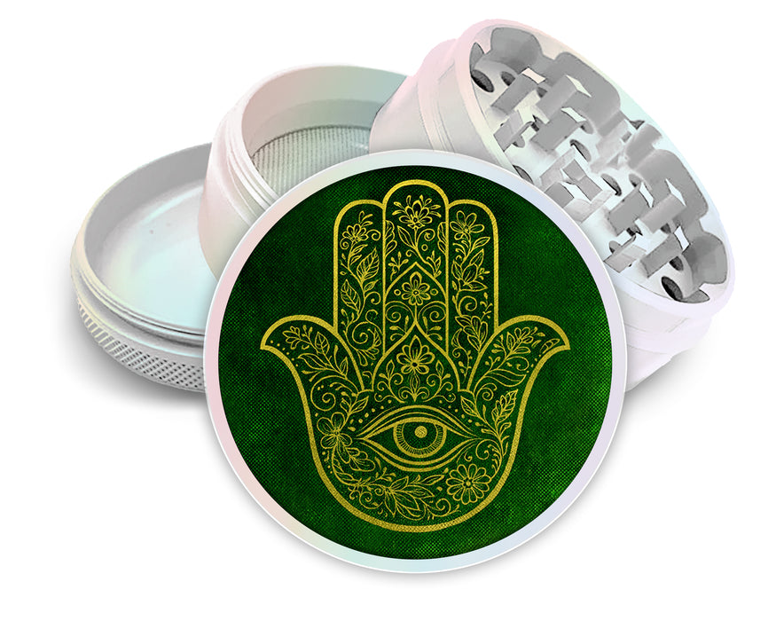 Golden Hamsa Hand Premium Herb Grinder, 2.5 Inch Spice and Herb Crusher