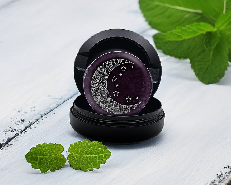 Zyn Storage Case Purple Crescent Moon and Stars Black