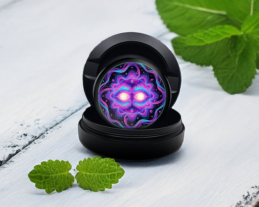 Snus Storage Case Psychedelic Cosmic Sun Face Black