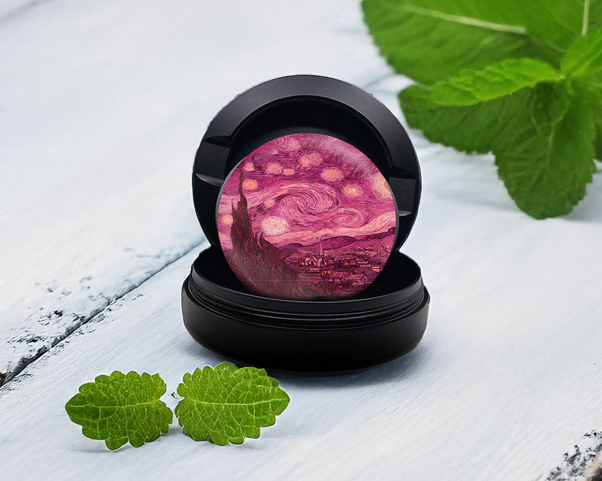 Snus Storage Case Pink Starry Night Vaporwave Van Gogh Art Black