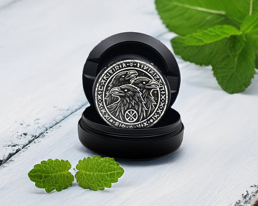 Snus Storage Case Norse Ravens Snus Holder, Huginn, Muninn, and Jack Black
