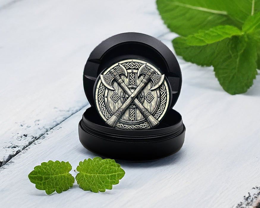 Snus Storage Case Viking Battle Axes Black