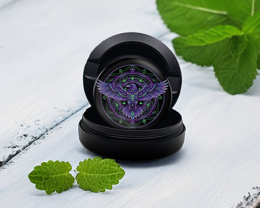Snus Storage Case Psychedelic Raven Sigil Circle Black