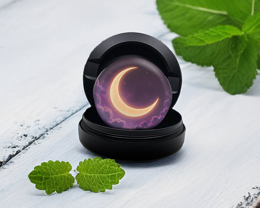 Snus Storage Case Crescent Moon in Dreamy Night Sky Black
