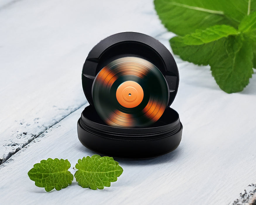 Snus Storage Case Orange Vinyl Record Black