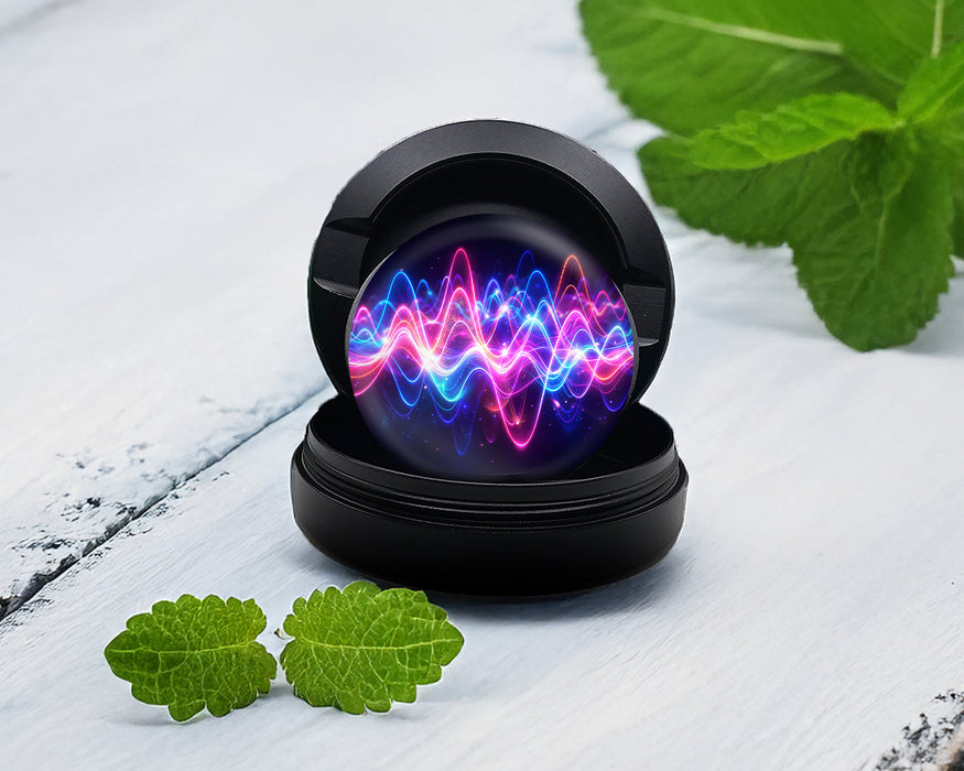 Snus Storage Case Neon Soundwave Vibes Audio Frequency Art Black