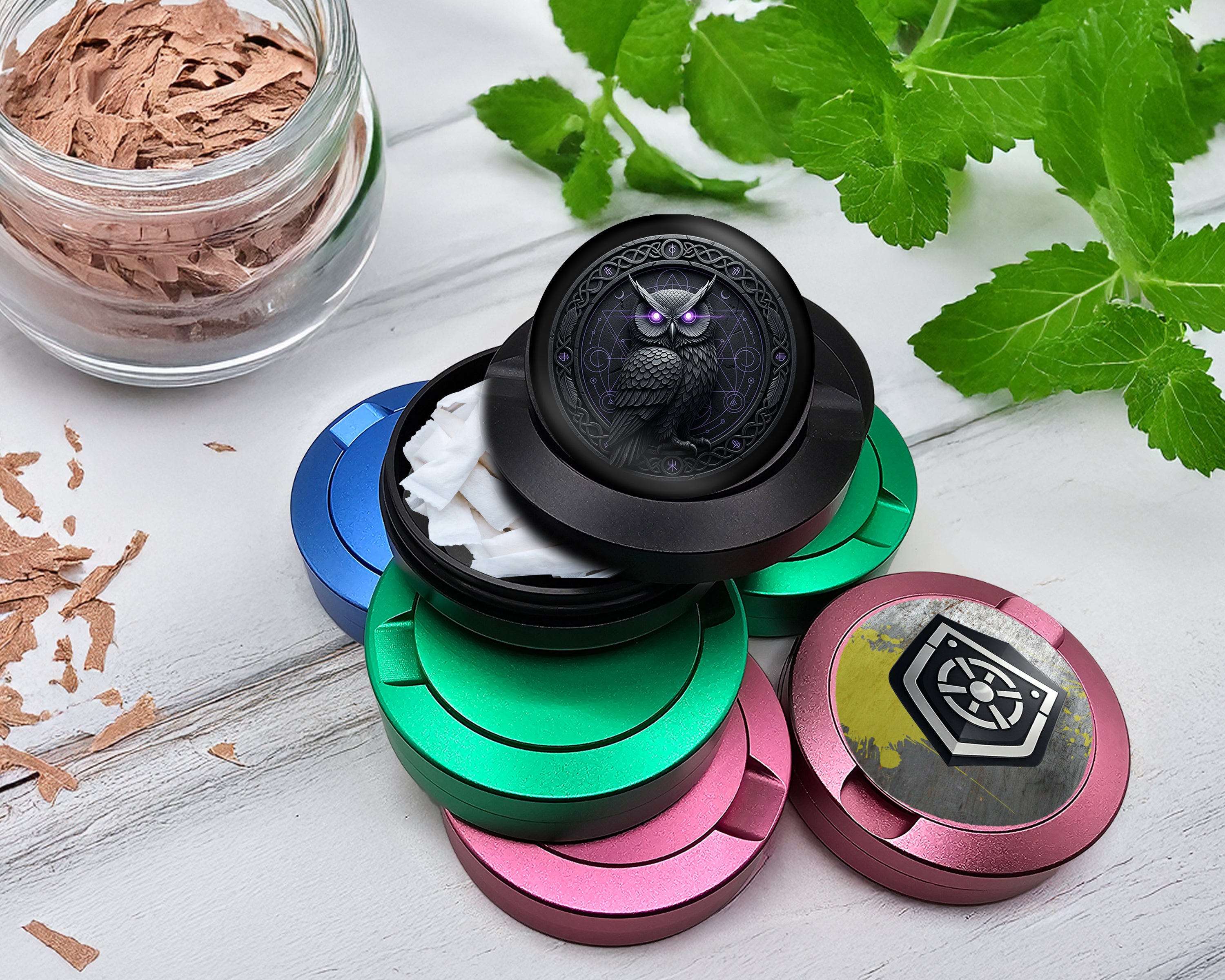 Snus Storage Case Arcane Owl Wisdom Sigil Black