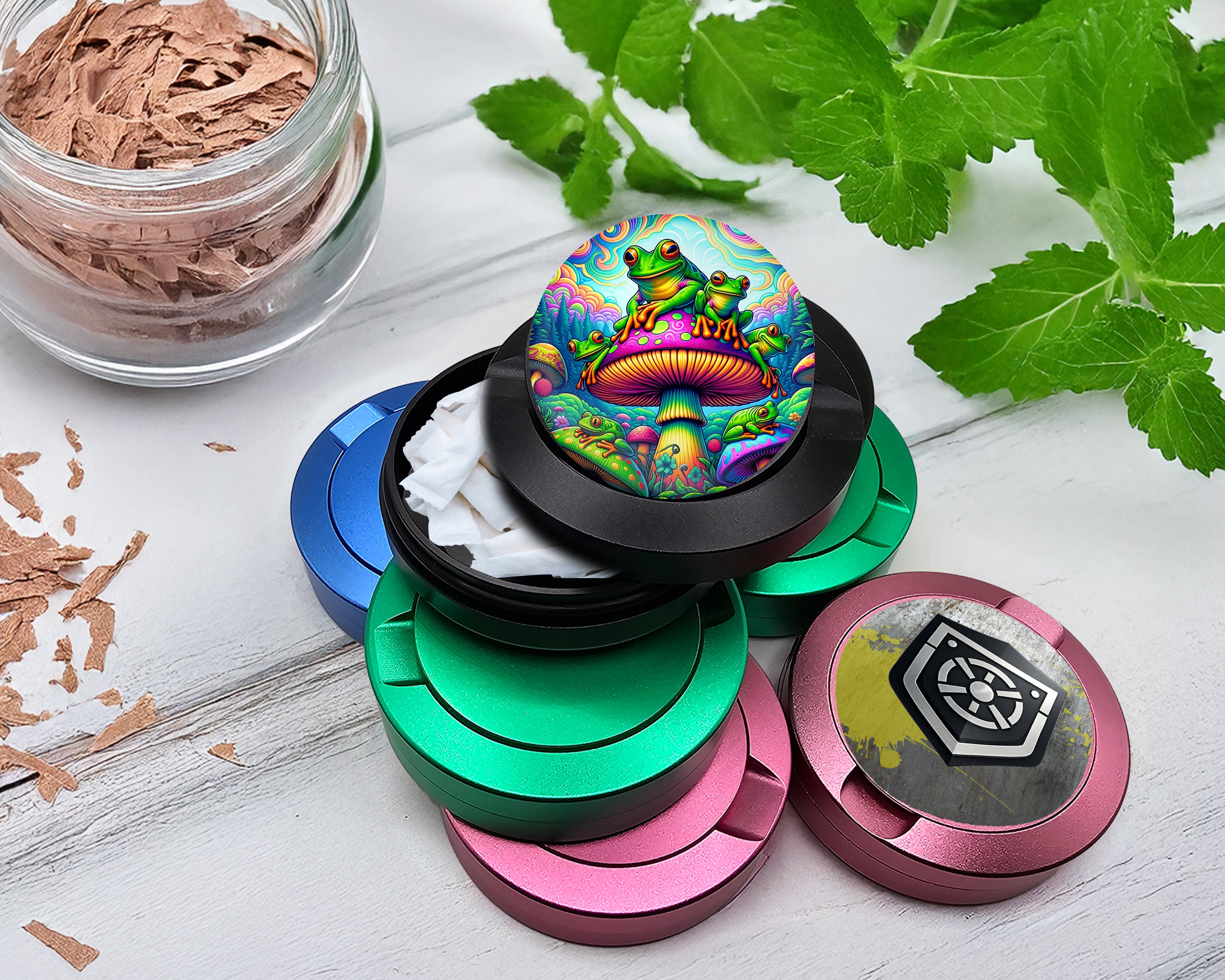 Snus Storage Case Trippy Mushroom Frog Black