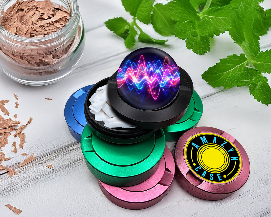 Snus Storage Case Neon Soundwave Vibes Audio Frequency Art Black