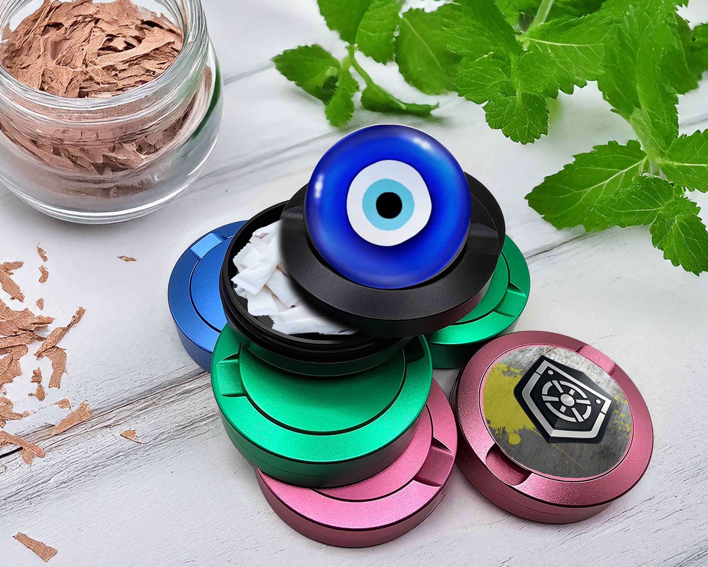 Snus Storage Case Evil Eye Nazar Azul Black