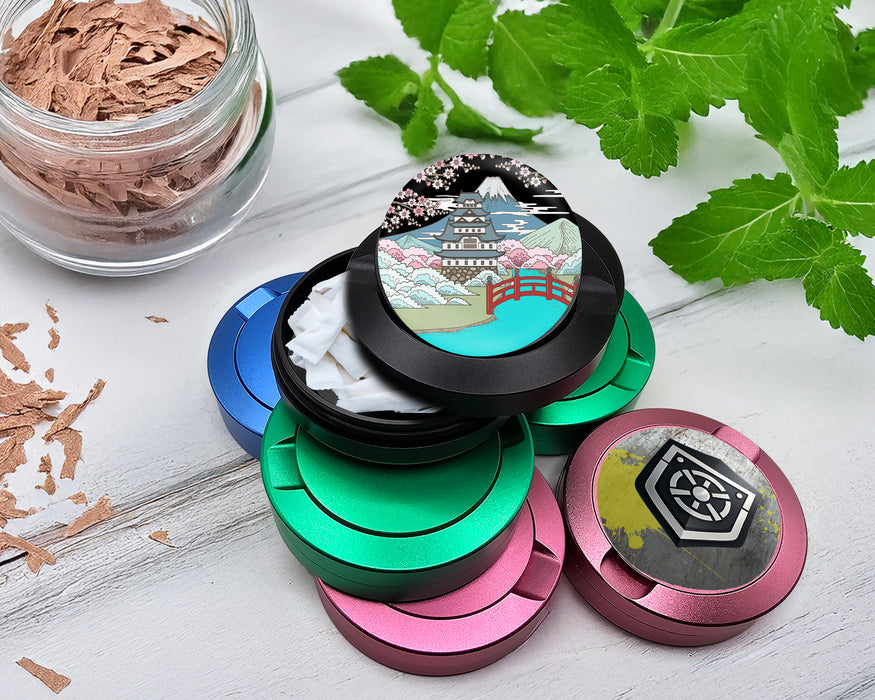 Snus Storage Case Japanese Style Traditional Landscape Sakura Black