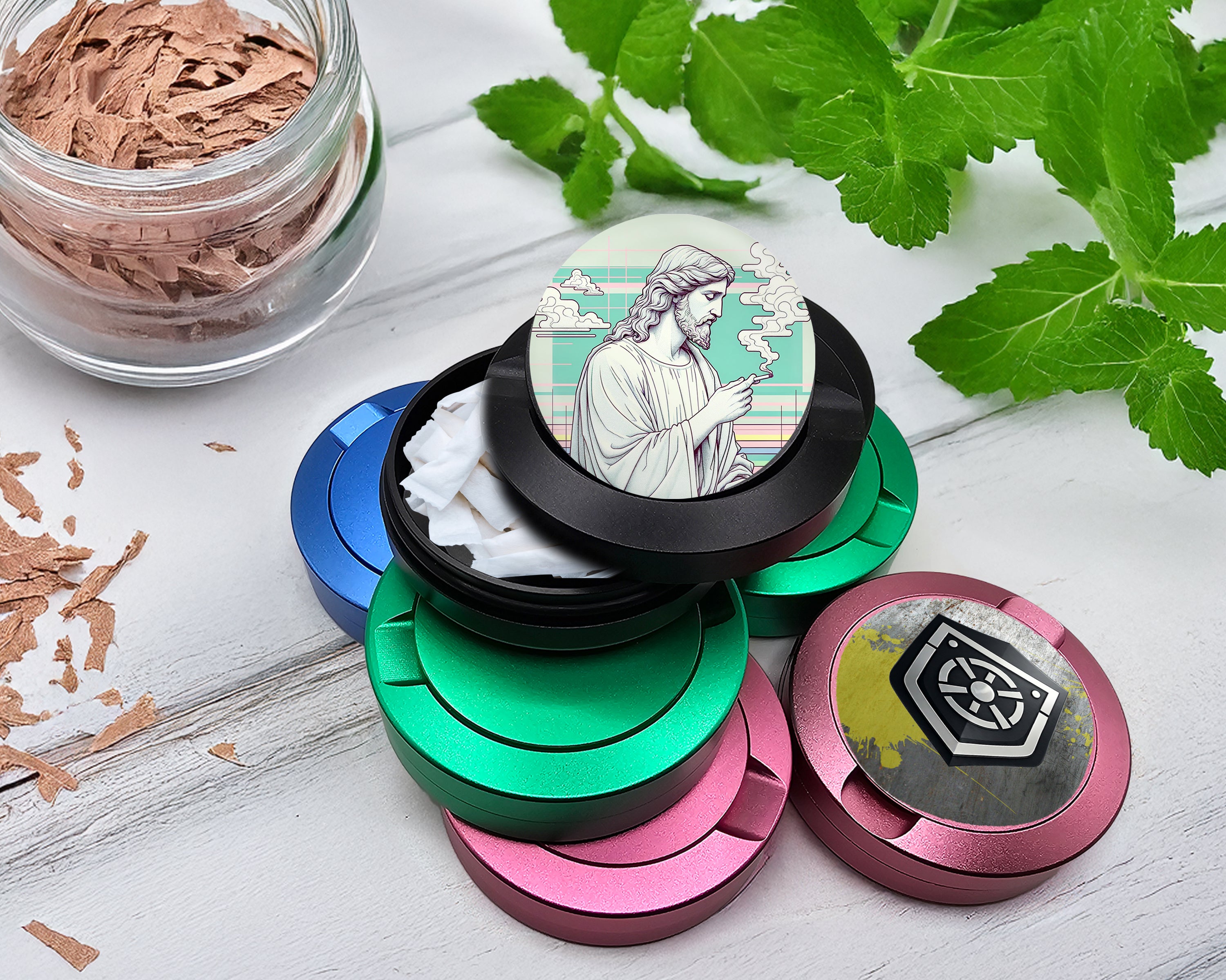 Snus Storage Case Jesus With Cig Vaporwave Black