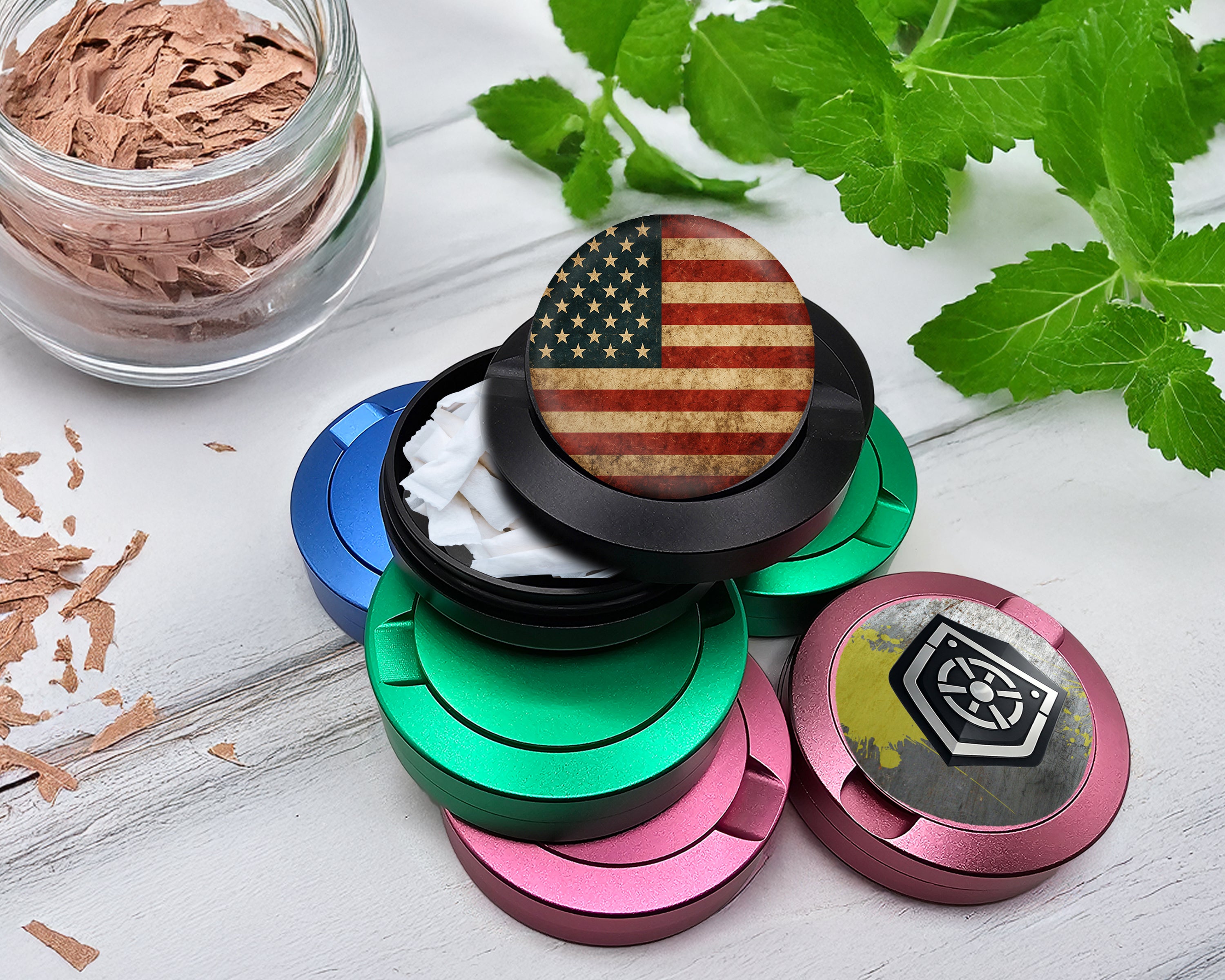 Snus Storage Case Rustic American Flag Black