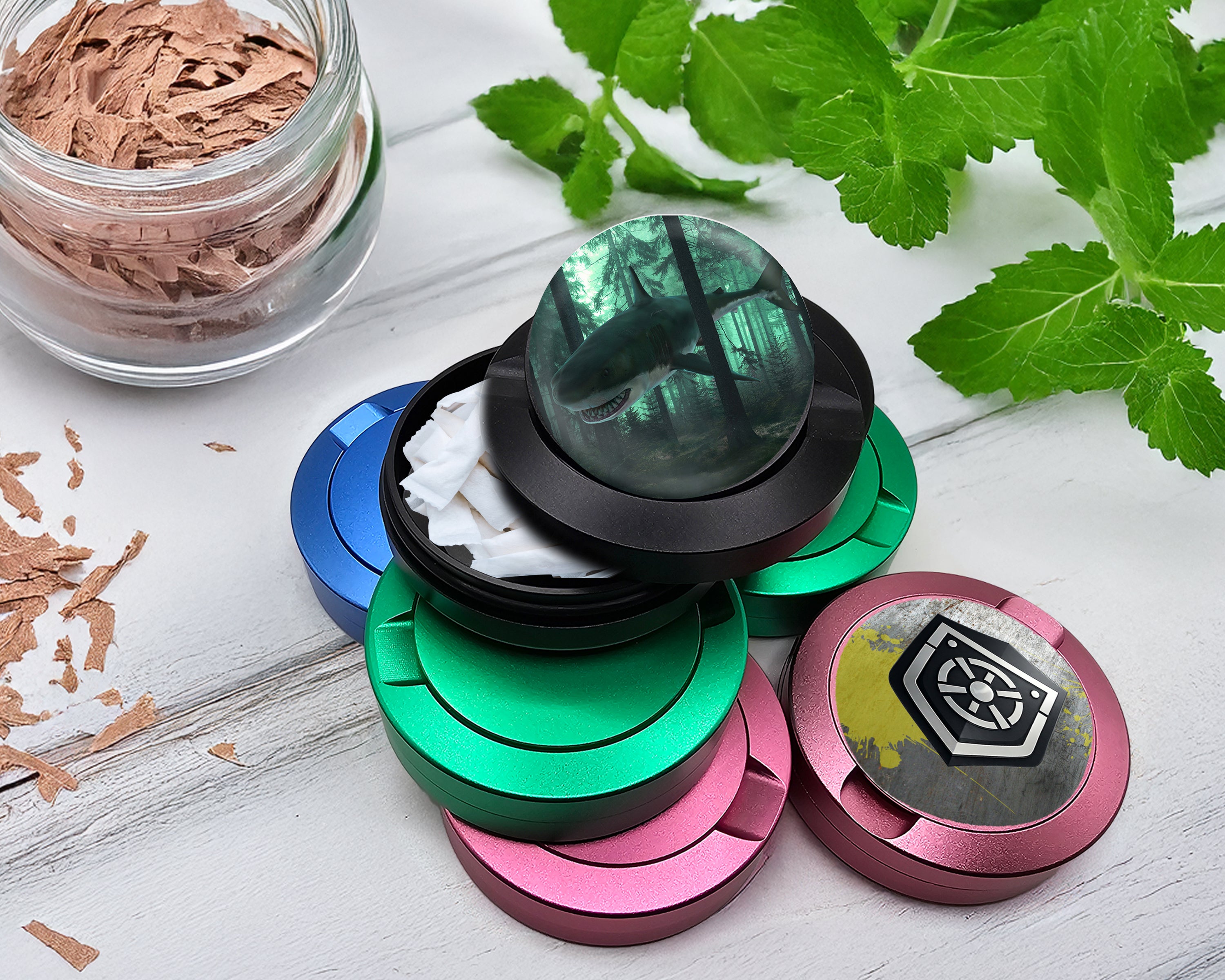 Snus Storage Case Great White Shark in the Forest Black