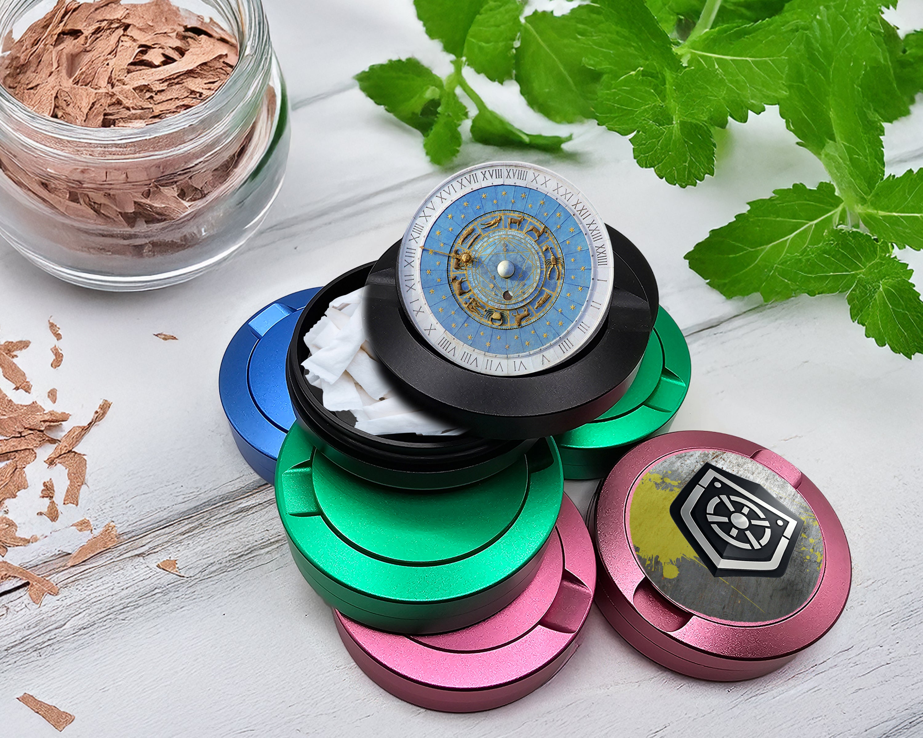 Snus Storage Case Astrological Zodiac Signs Clock Black