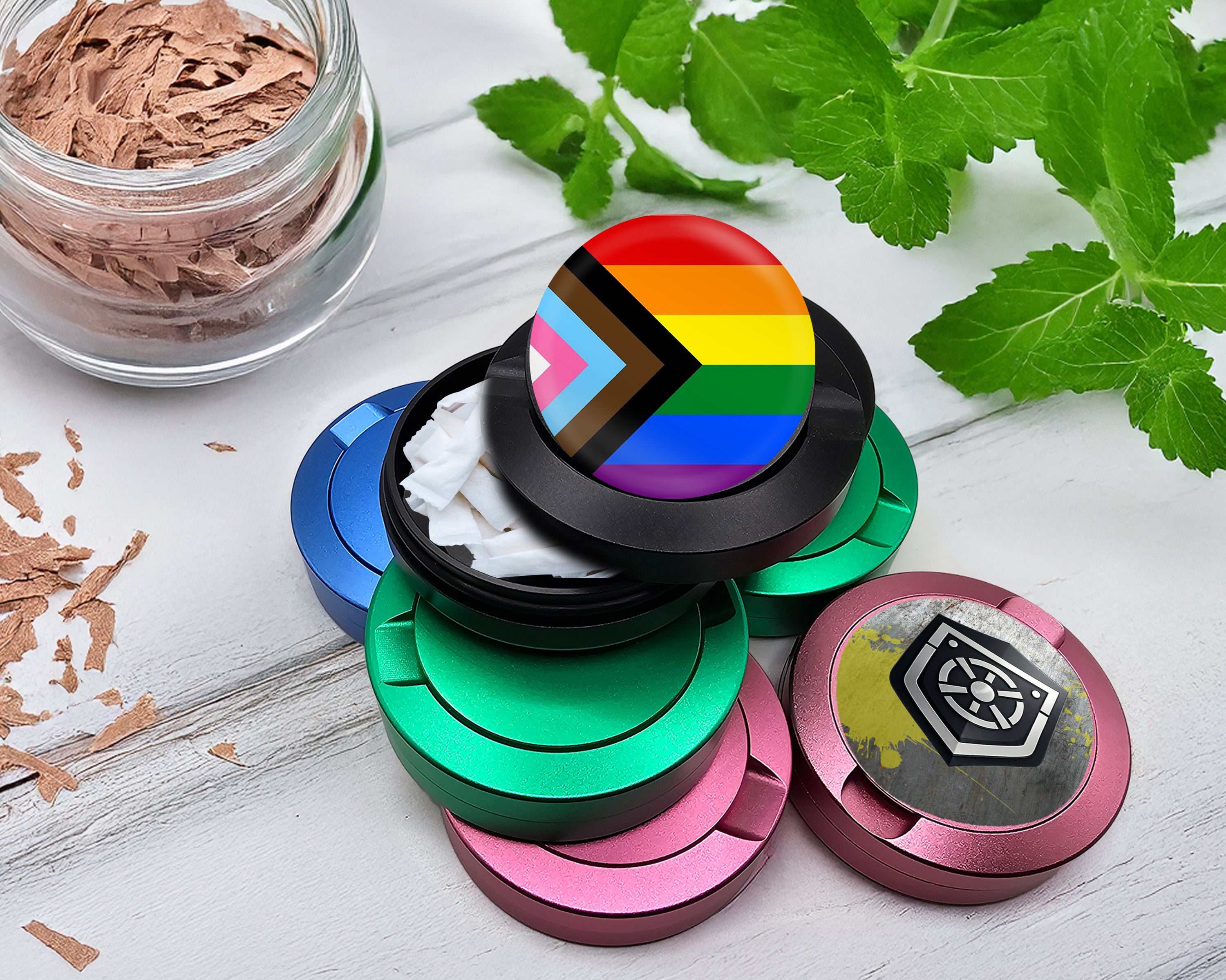 Snus Storage Case Progressive Pride Flag LGBTQ+ Inclusive Black