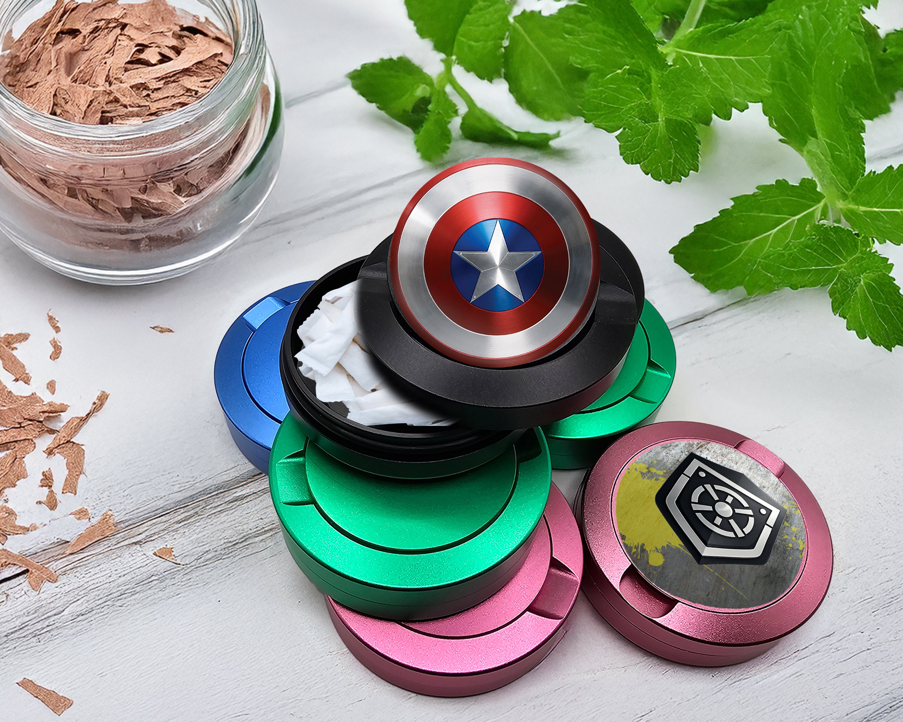 Snus Storage Case Captain Shield Superhero Comic Art Emblem Black