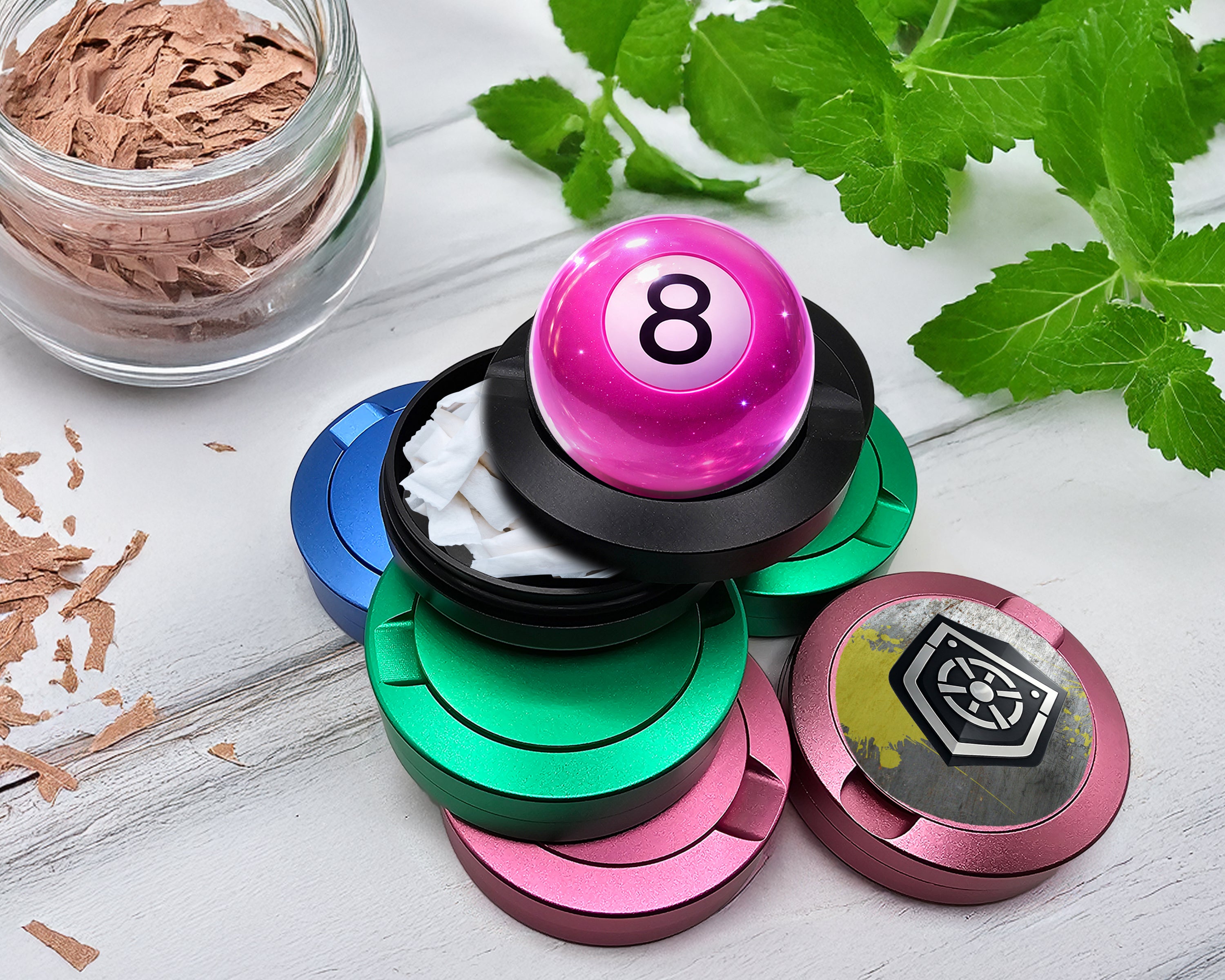 Snus Storage Case Glossy Pink Magic 8 Ball Pop Aesthetic Black