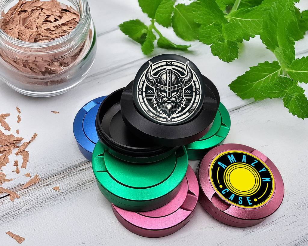 Snus Storage Case Viking Warrior Helmet Black