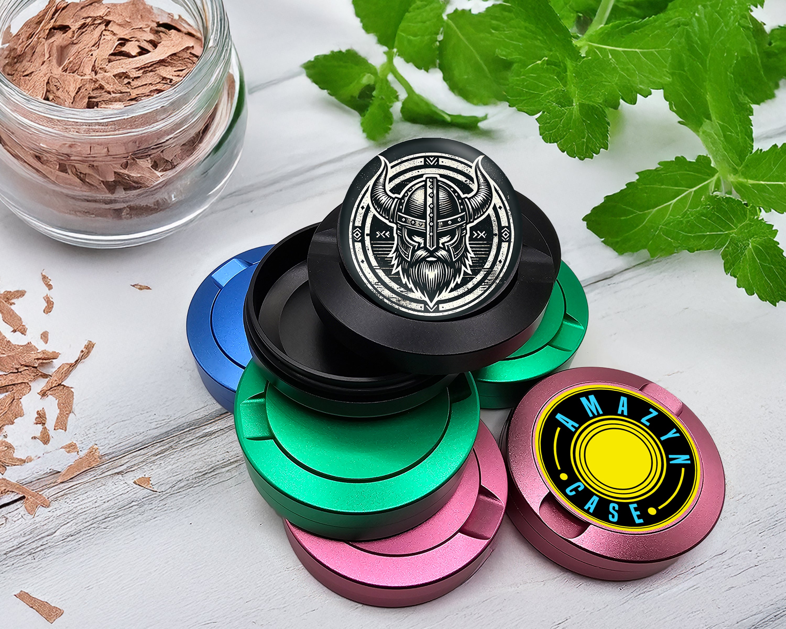 Snus Storage Case Viking Warrior Helmet Black