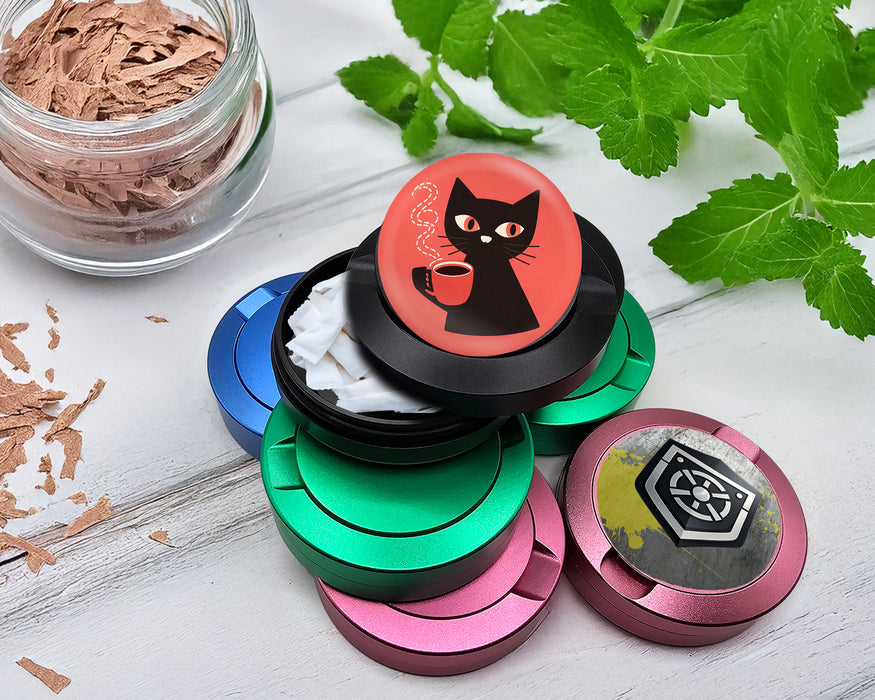 Snus Storage Case Retro Cat Minimalist Black