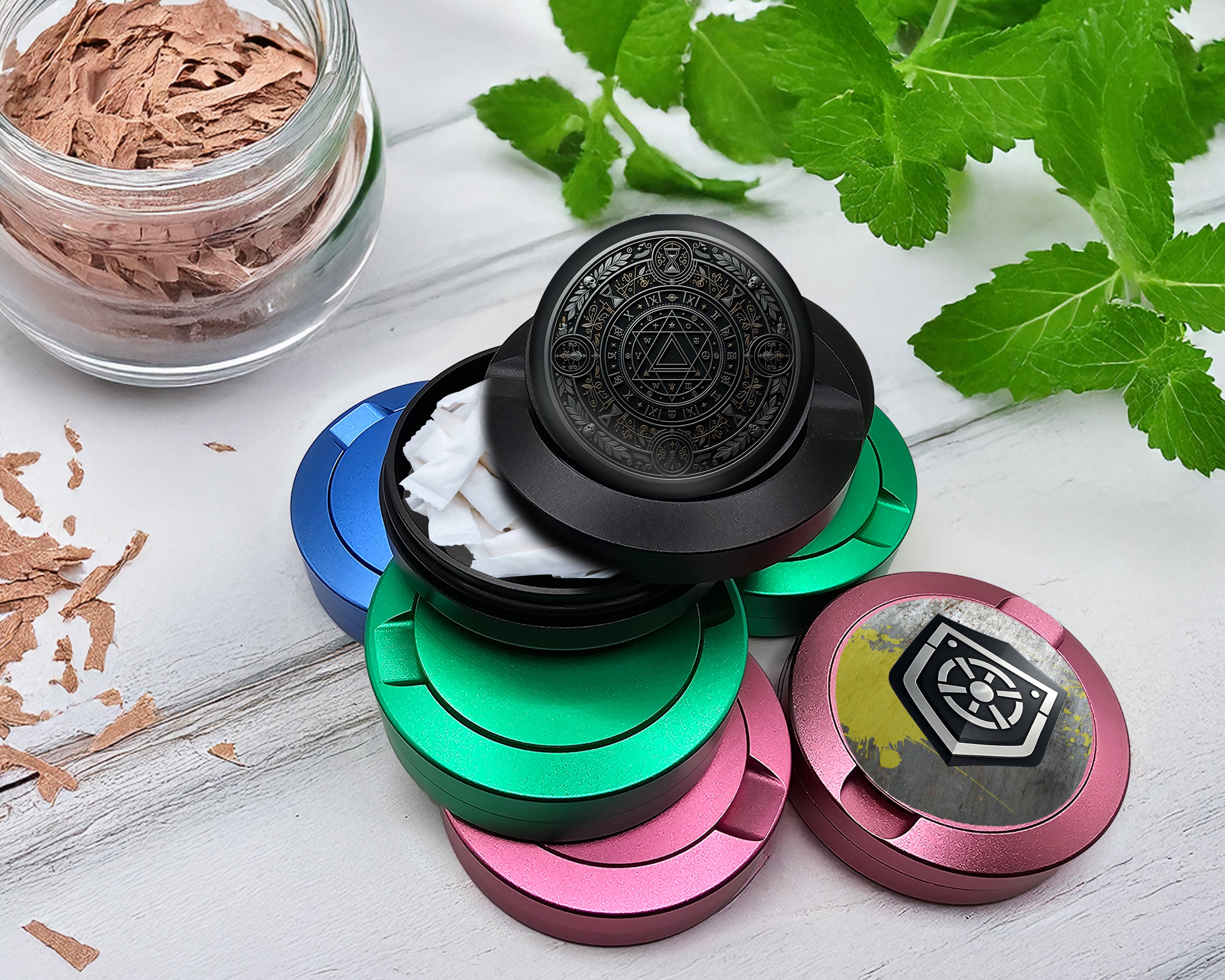 Snus Storage Case Occult Timekeeper Alchemy Seal Black