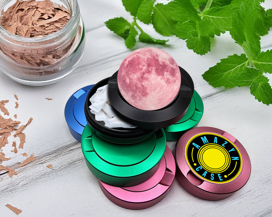 Snus Storage Case Soft Pink Moon Boho Celestial Vibes Black