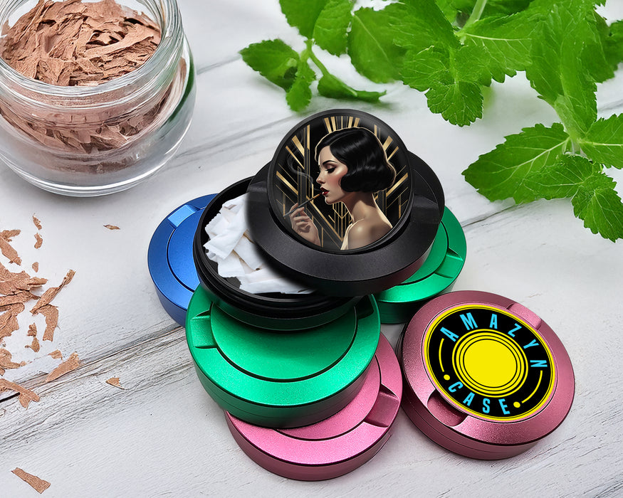 Snus Storage Case Glamorous Art Deco Flapper Black