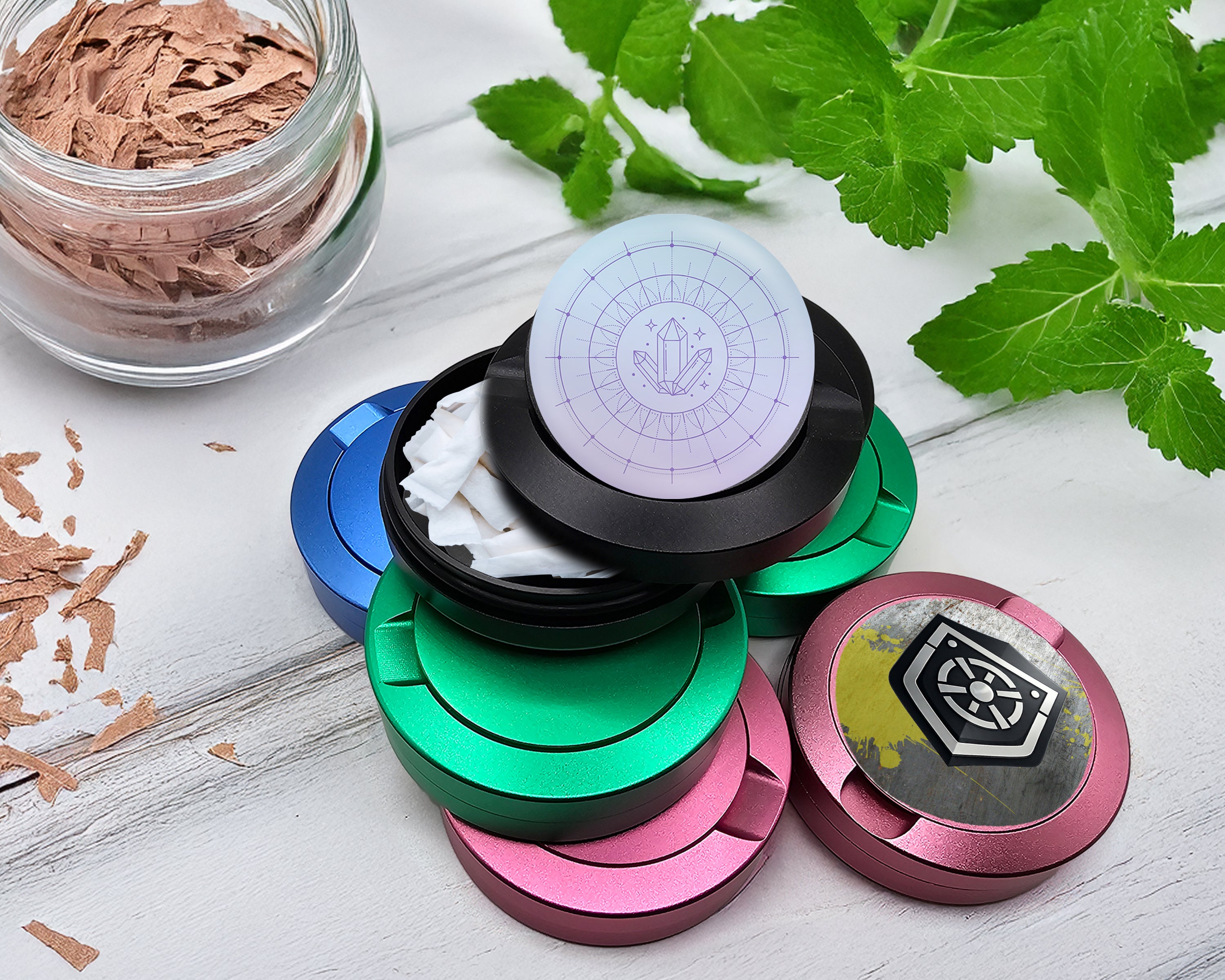 Snus Storage Case Celestial Crystal Energy Grid Black