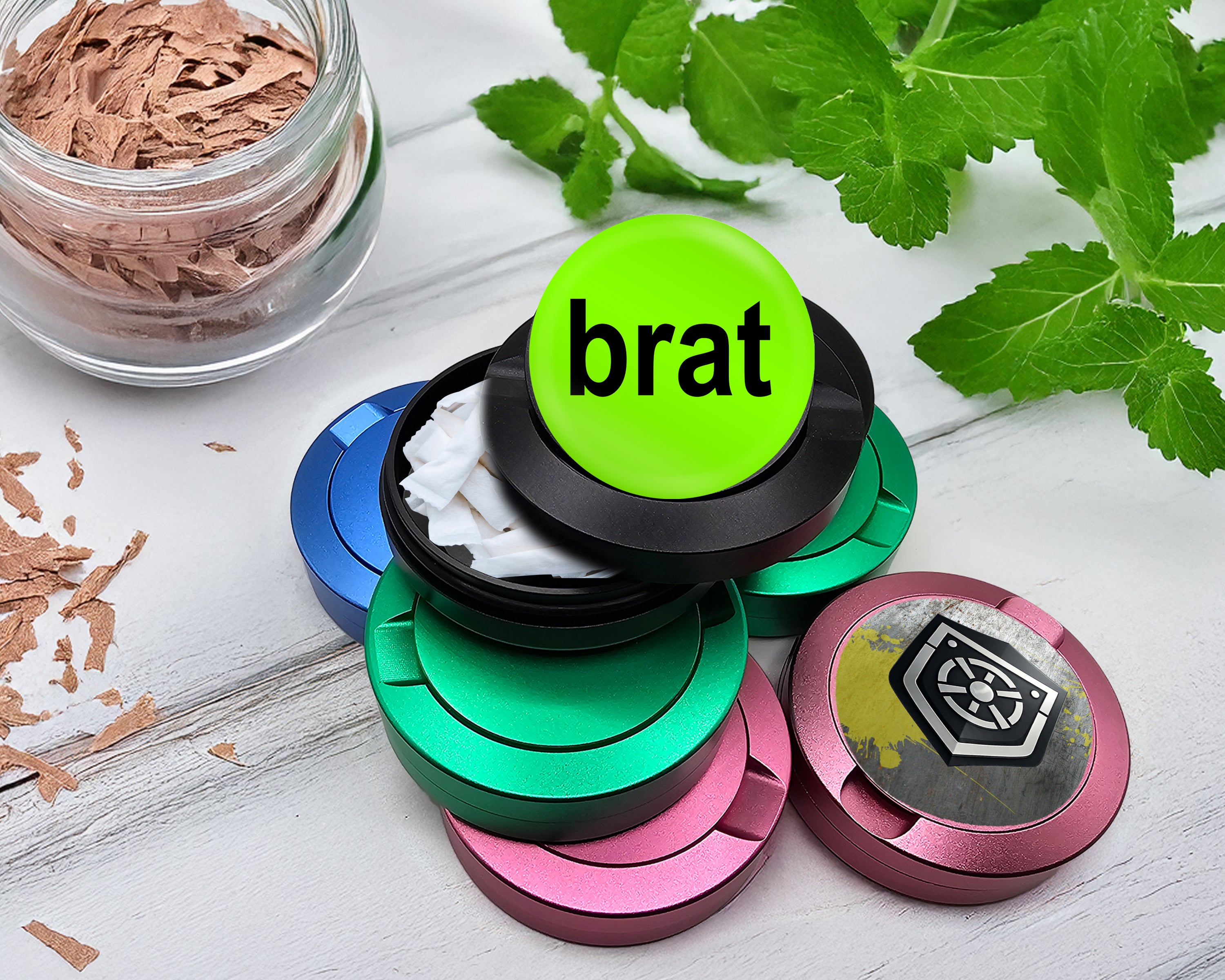 Snus Storage Case Brat Lime Green Grinder Black