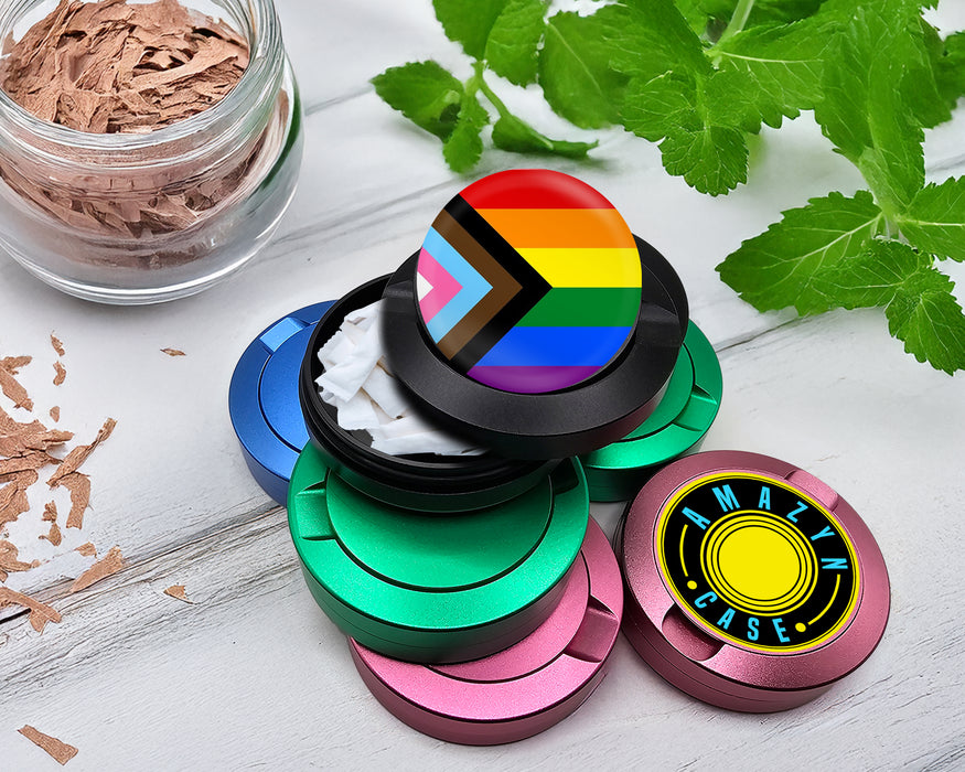 Snus Storage Case Progressive Pride Flag LGBTQ+ Inclusive Black