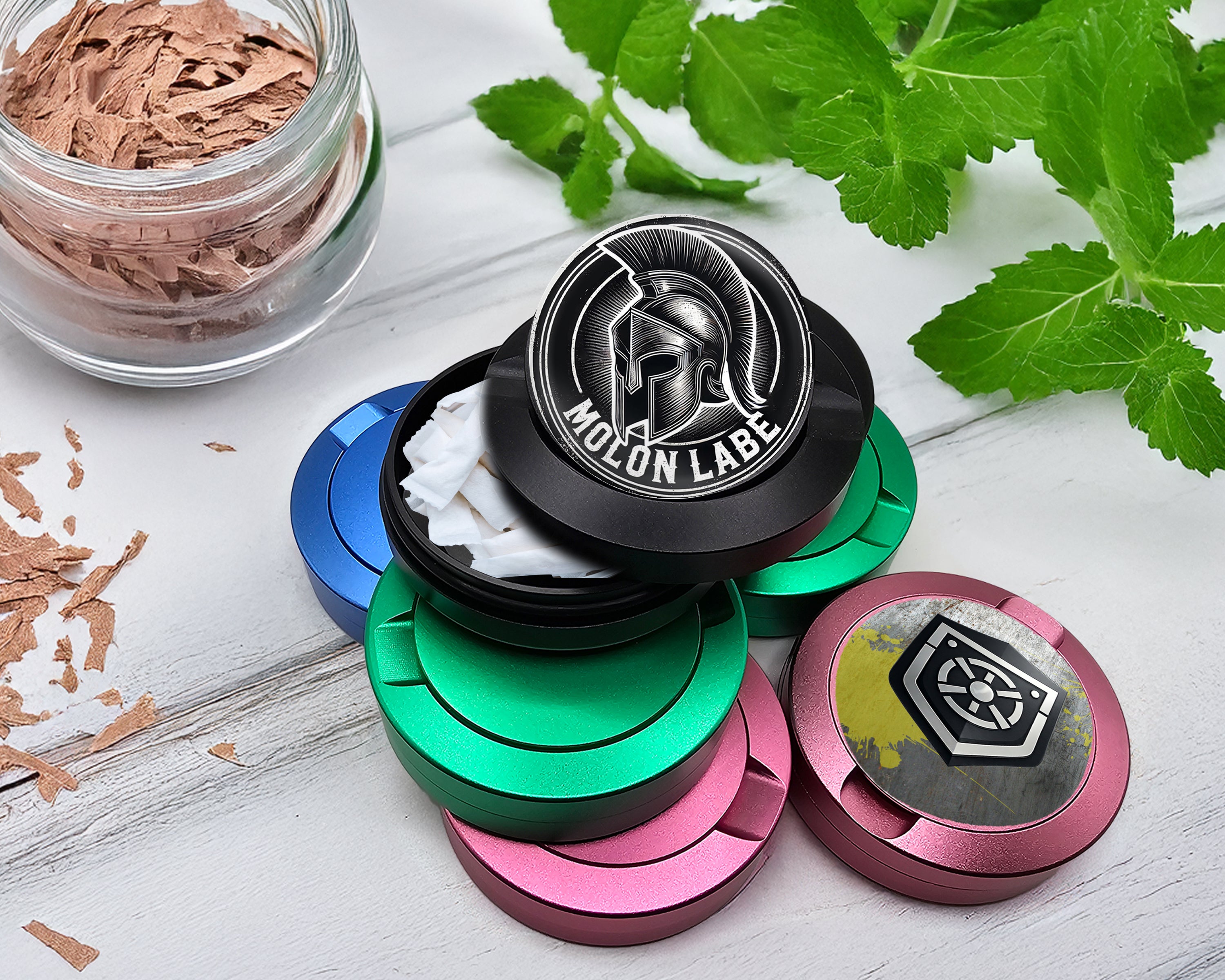 Snus Storage Case Molon Labe Spartan Helmet Black