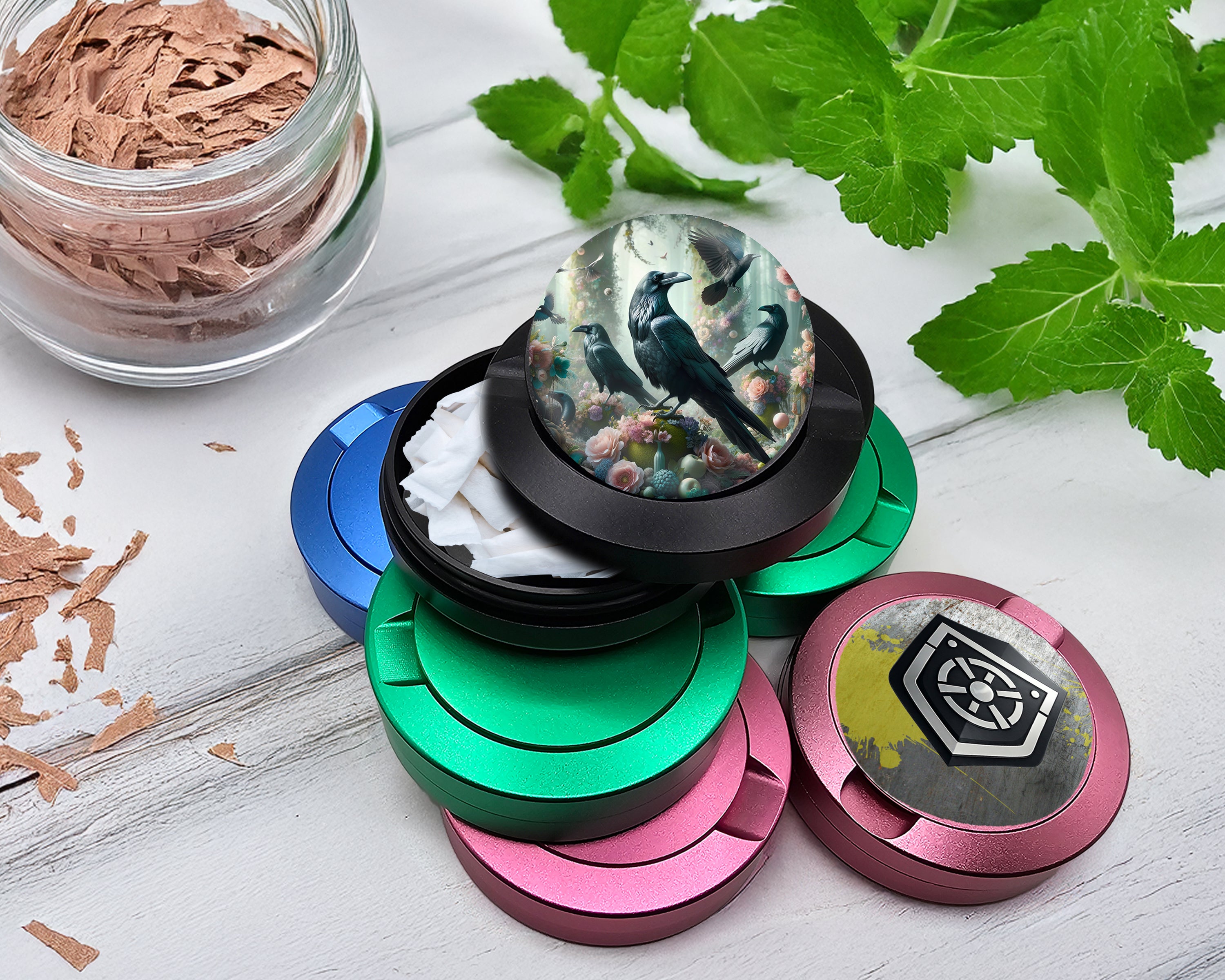 Snus Storage Case Psychedelic Ravens Goblincore Black