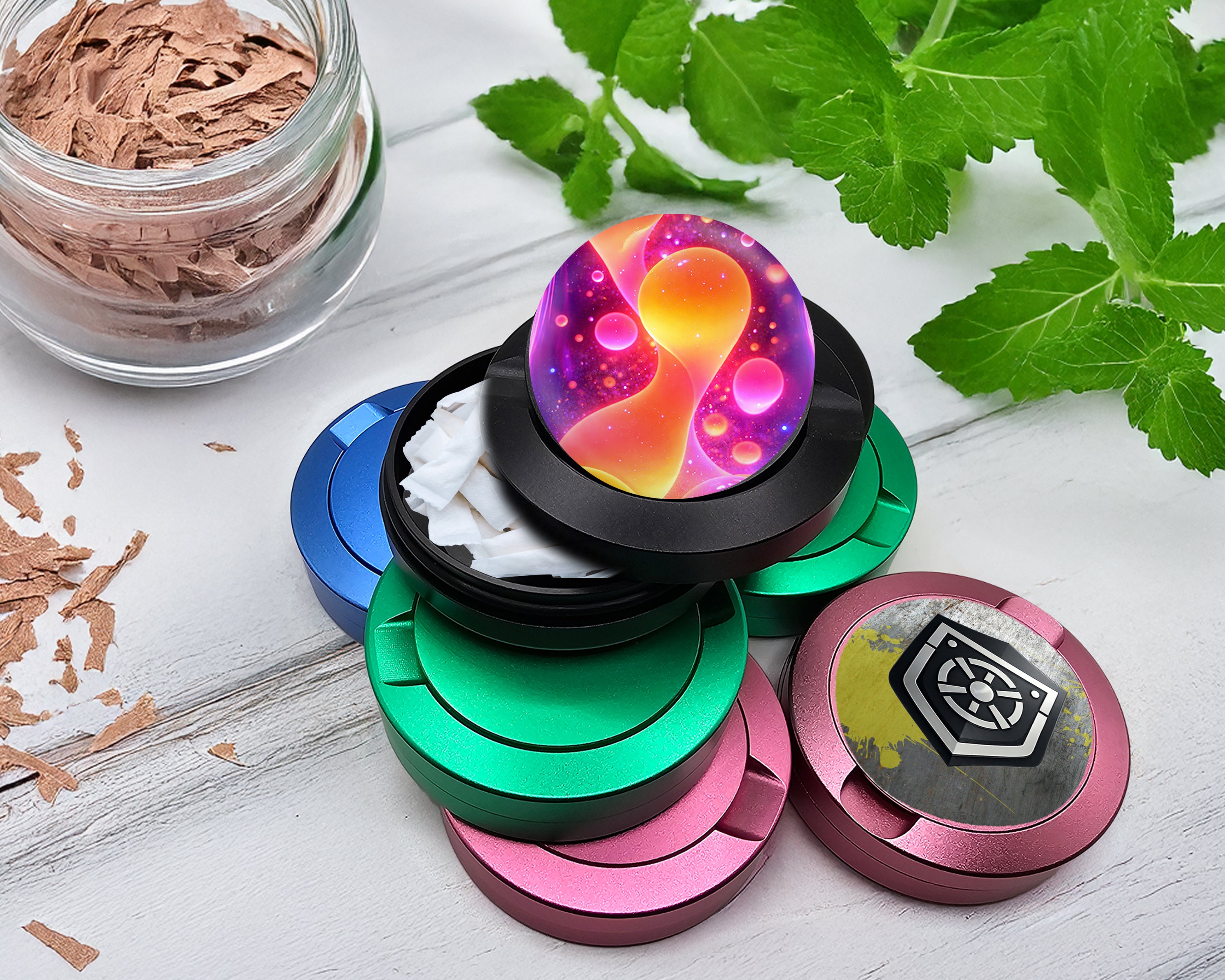 Snus Storage Case Trippy Psychedelic Lava Lamp Glow Design Black
