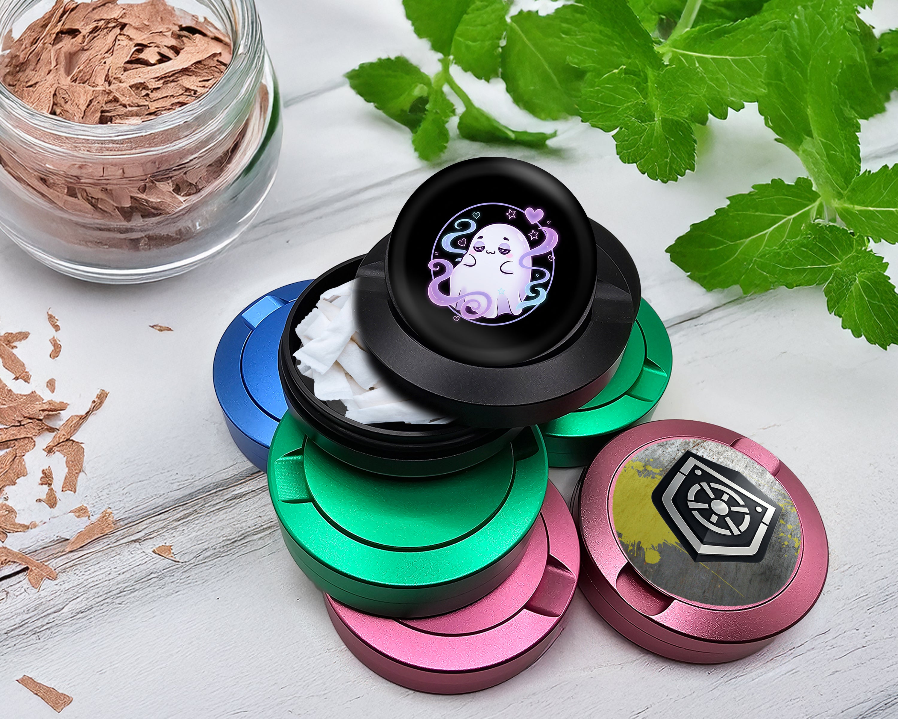 Snus Storage Case Cute Vaporwave Ghost Vibes Black