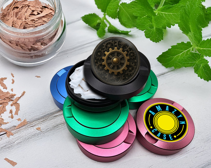 Snus Storage Case Steampunk Gear Clockwork Circle Art Black