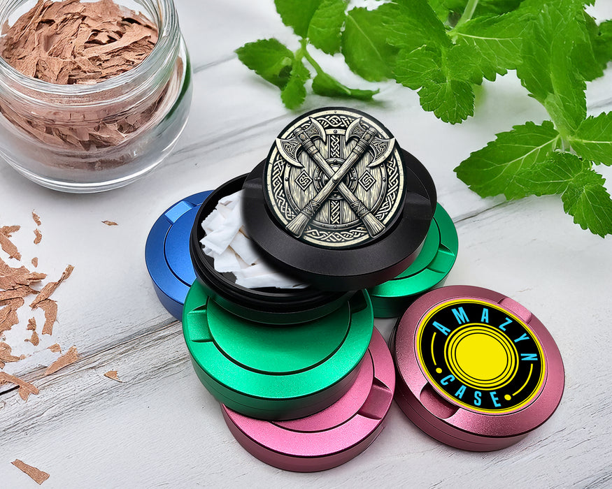 Snus Storage Case Viking Battle Axes Black