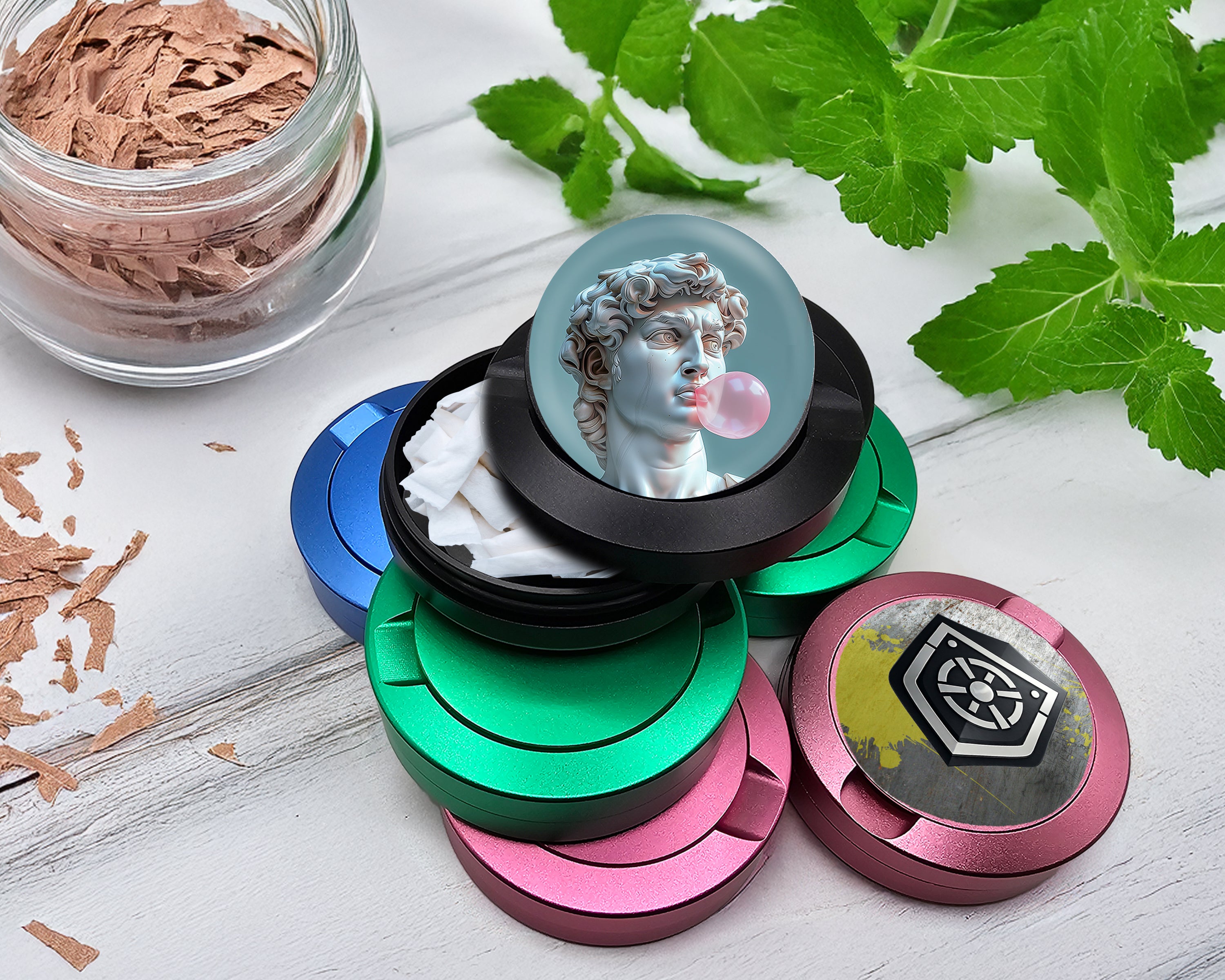 Snus Storage Case Michelangelo Statue Of David Blowing A Bubble Black