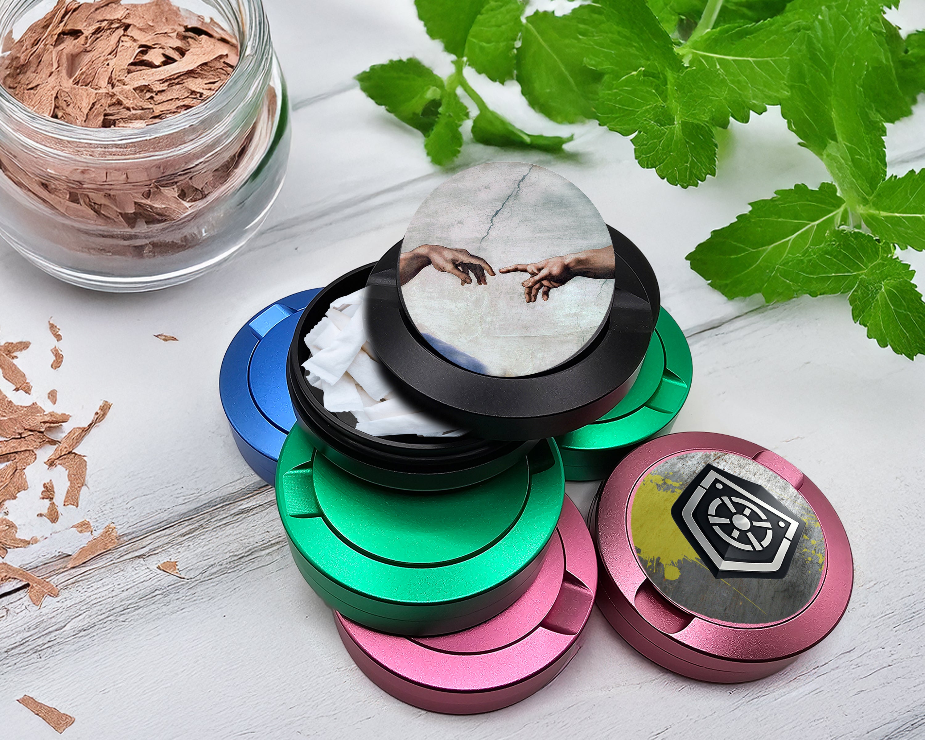 Snus Storage Case Sistine Chapel, Hand of God,Michaelangelo Black