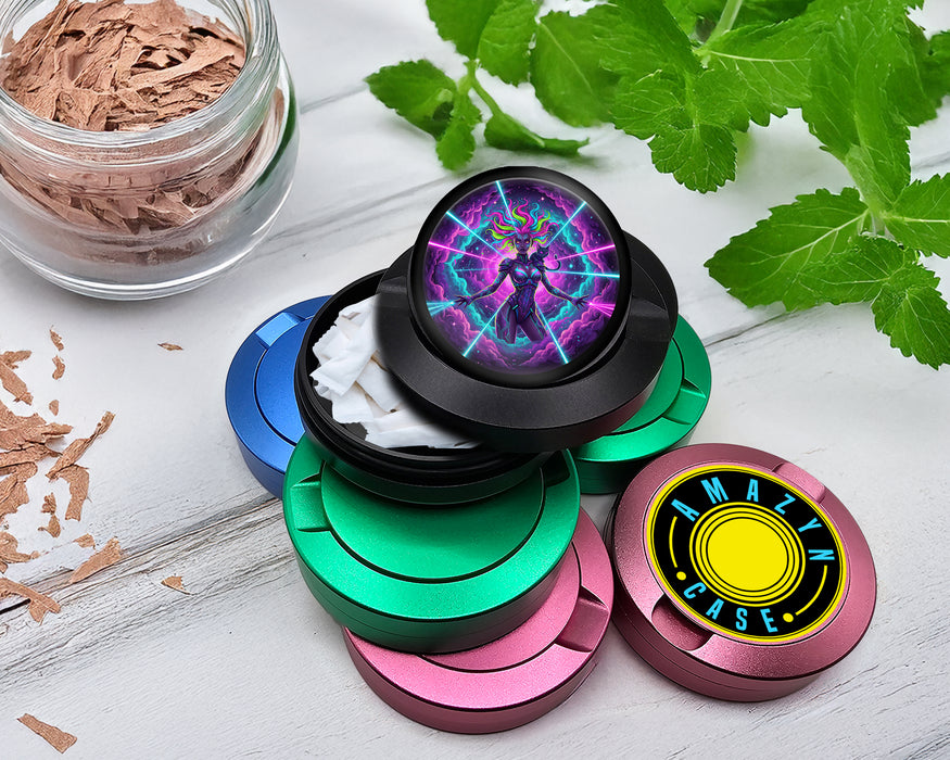 Snus Storage Case Neon Cosmic Warrior Goddess Black