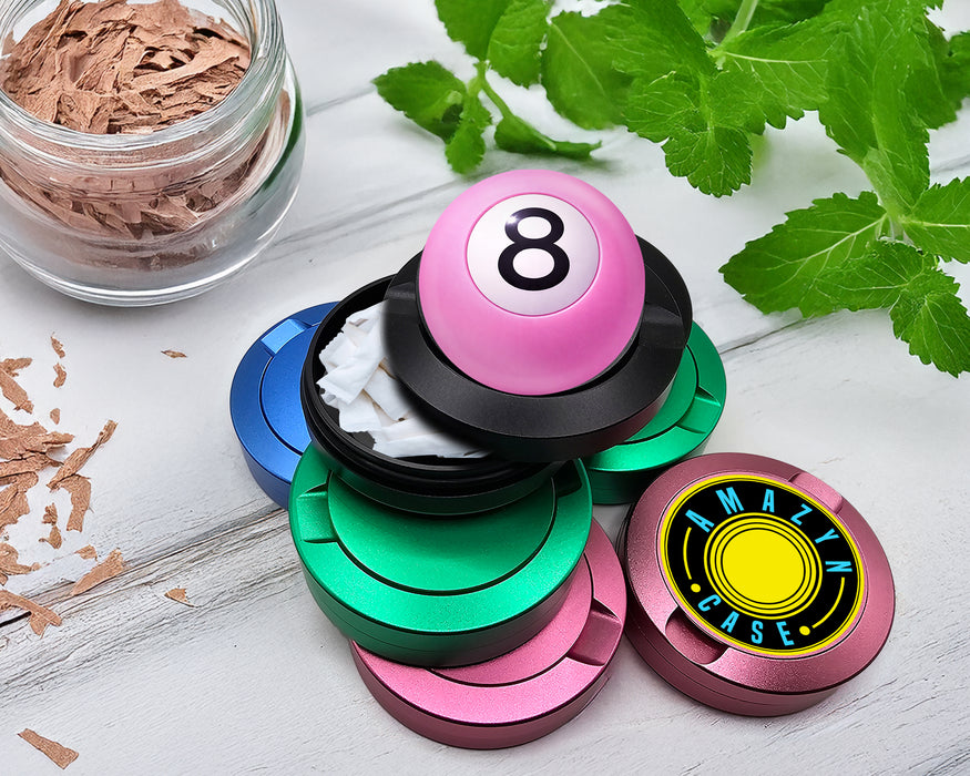 Snus Storage Case Soft Pink 8 Ball Retro Vibe Pool Hall Style Black