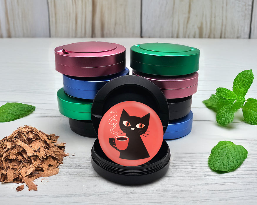 Snus Storage Case Retro Cat Minimalist Black