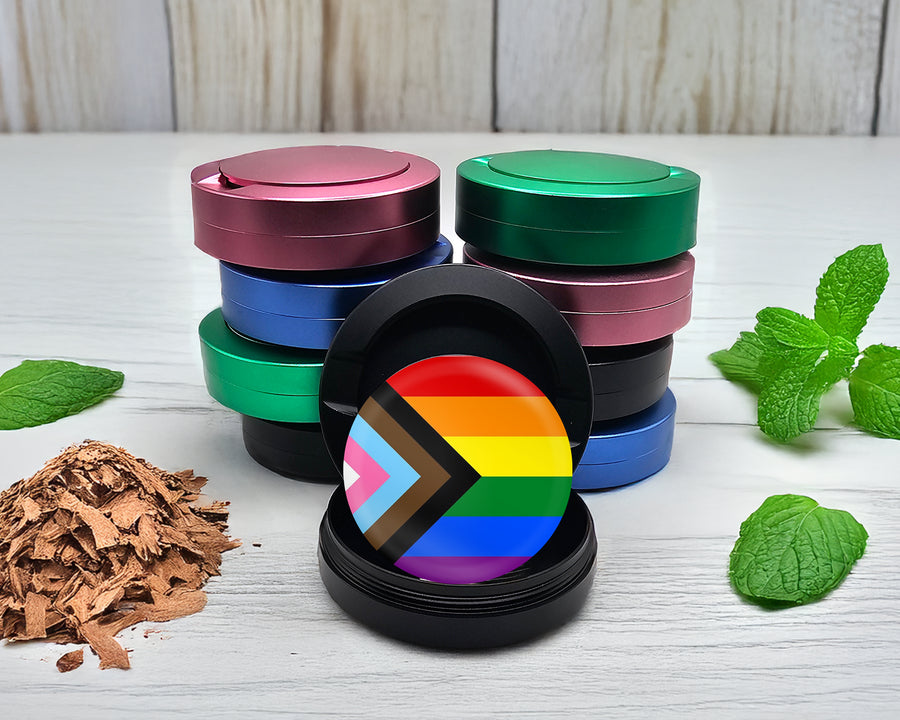 Snus Storage Case Progressive Pride Flag LGBTQ+ Inclusive Black