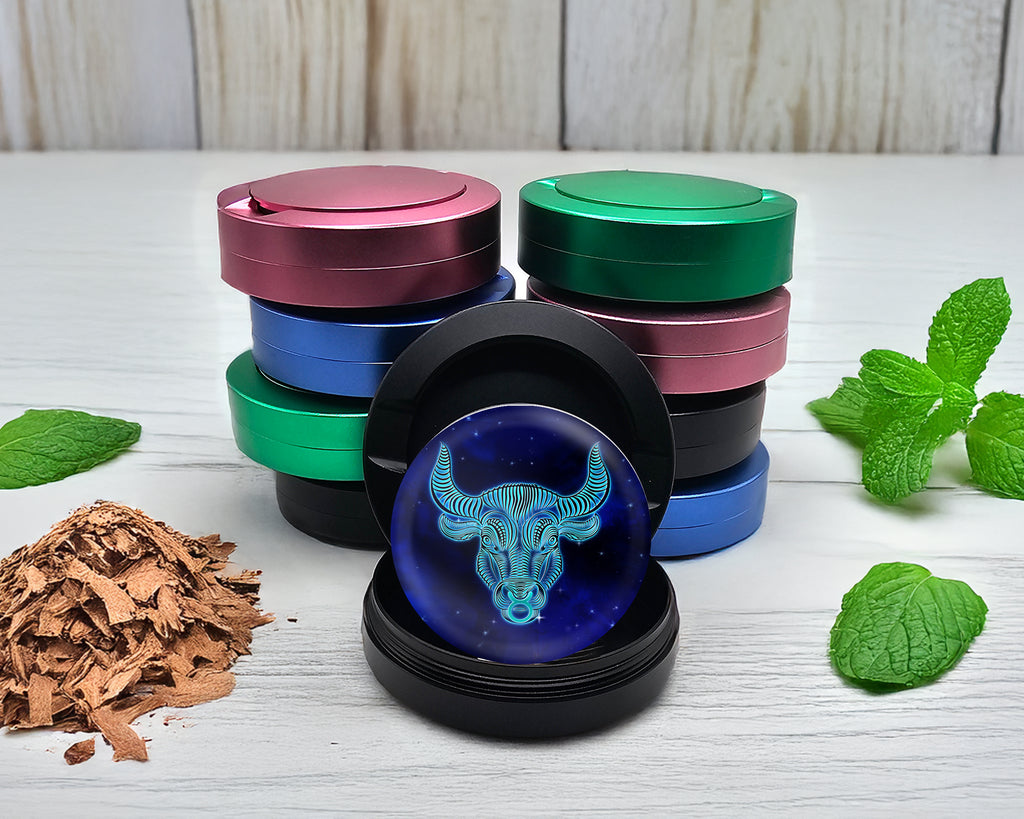 Snus Storage Case Taurus Zodiac Grinder Black