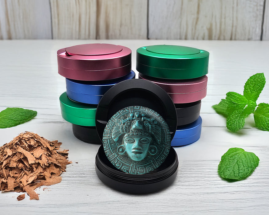 Snus Storage Case Aztec Turquoise Sun Mask Black