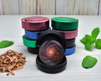 Snus Storage Case Black Hole Galaxy Spiral with Red Rose Black