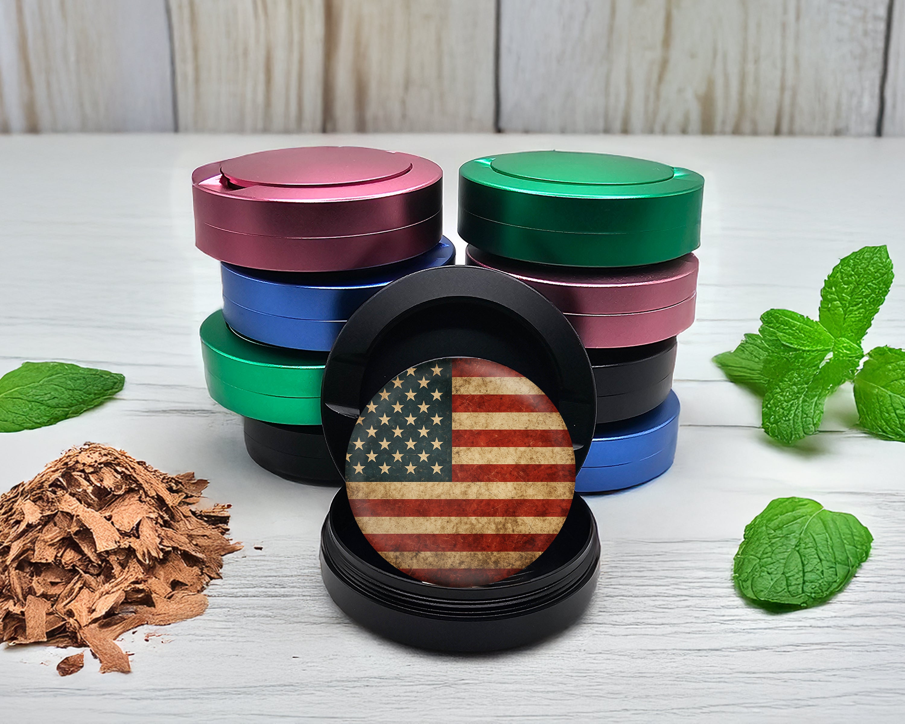 Snus Storage Case Rustic American Flag Black