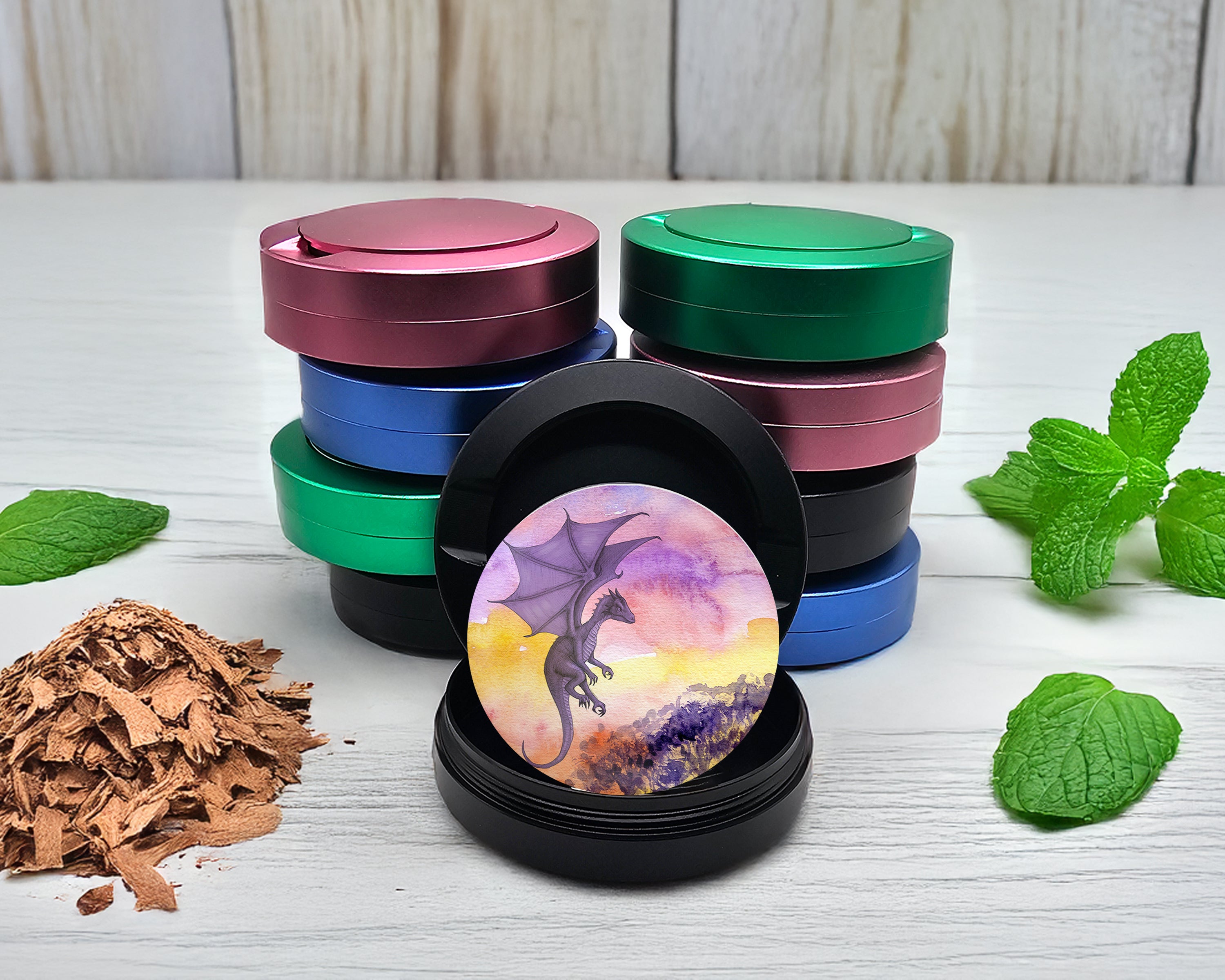 Snus Storage Case Purple Dragon Fantasy Black