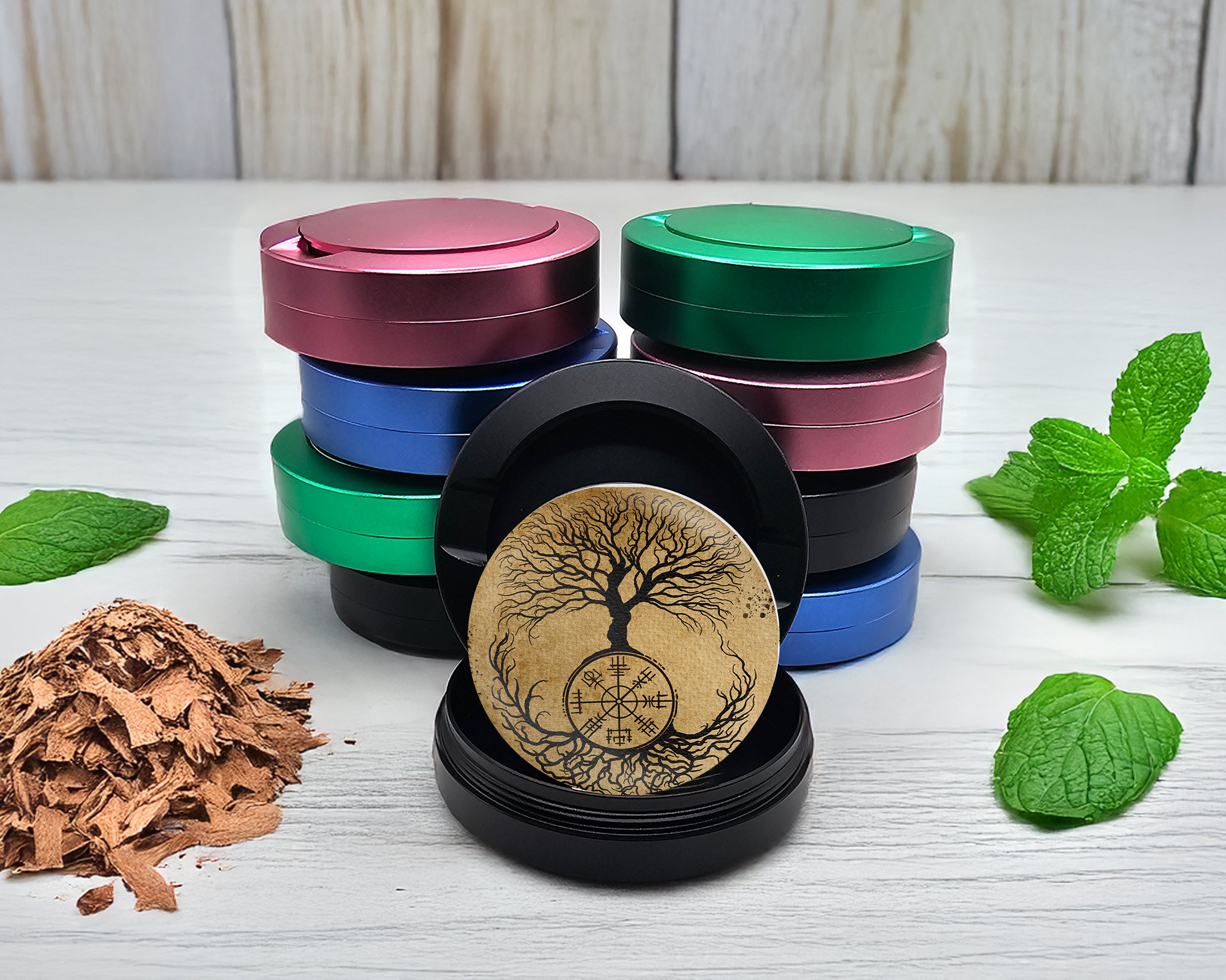 Snus Storage Case Viking Grinder Tree of Life Black