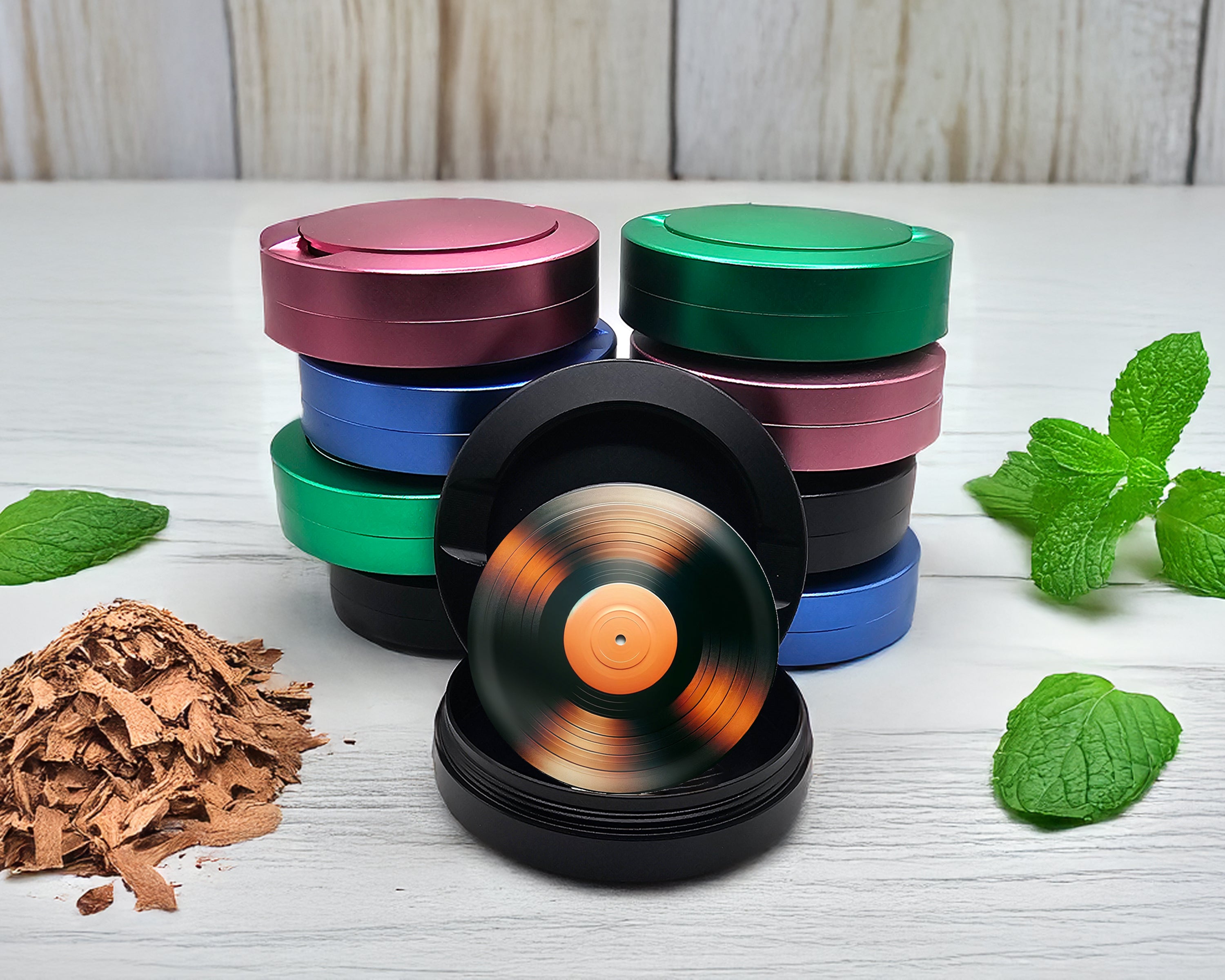 Snus Storage Case Orange Vinyl Record Black
